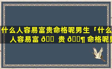 什么人容易富贵命格呢男生「什么人容易富 🐠 贵 🐶 命格呢男生图片」